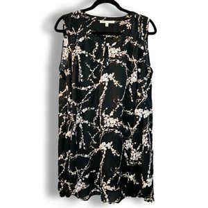 DANIEL RAINN black floral sleeveless tunic top 1x / 1xl / xl high-low blouse